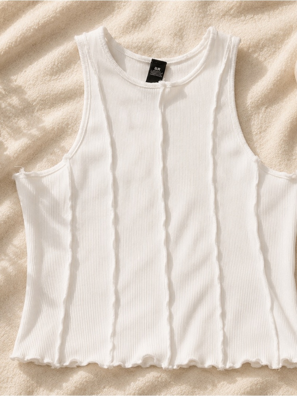 Design Lab Lord & Taylor White Ribbed Tank Top